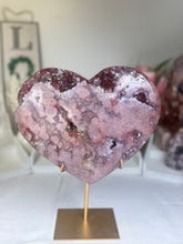 Pink Amethyst Heart on Gold Stand A1.25