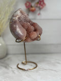 Pink Amethyst Moon on Gold Stand A10269