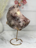 Pink Amethyst Moon on Gold Stand A10257