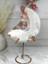 Pink Amethyst Moon on Gold Stand A10074