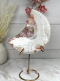 Pink Amethyst Moon on Gold Stand A10074