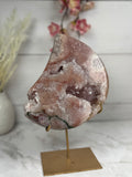 Pink Amethyst Moon on Gold Stand A10064