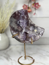 Pink Amethyst Moon on Gold Stand A1004