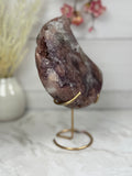 Pink Amethyst Moon on Gold Stand A10301