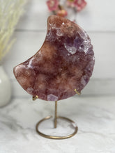 Pink Amethyst Moon on Gold Stand A10249
