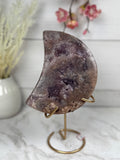 Pink Amethyst Moon on Gold Stand A1006
