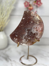 Pink Amethyst Moon on Gold Stand A10073