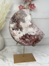 Pink Amethyst Moon on Gold Stand A1008