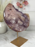 Pink Amethyst Moon on Gold Stand A10255