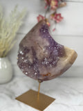 Pink Amethyst Moon on Gold Stand A10255