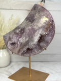 Pink Amethyst Moon on Gold Stand A10263