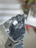 Diamond Apophyllite on Charcoal Chalcedony with Stilbite