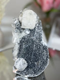 Diamond Apophyllite on Charcoal Chalcedony