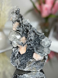 Diamond Apophyllite on Charcoal Chalcedony with Stilbite