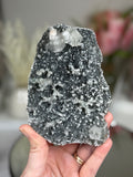 Diamond Apophyllite on Charcoal Chalcedony