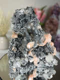 Diamond Apophyllite on Charcoal Chalcedony with Stilbite Statement