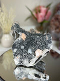 Diamond Apophyllite on Charcoal Chalcedony with Stilbite