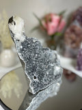 Diamond Apophyllite on Charcoal Chalcedony