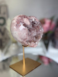 Pink Amethyst Heart on Gold Stand A1.3