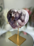 Pink Amethyst Heart on Gold Stand A1.4