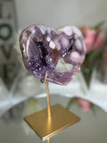 Pink Amethyst Heart on Gold Stand A1.4