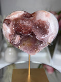 Pink Amethyst Heart on Gold Stand A1.7