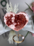 Pink Amethyst Heart on Gold Stand A1.12
