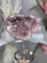 Pink Amethyst Heart on Gold Stand A1.13