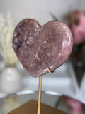 Pink Amethyst Heart on Gold Stand A1.23
