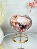 Pink Amethyst Heart on Gold Stand A10066