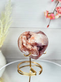Pink Amethyst Heart on Gold Stand A10066