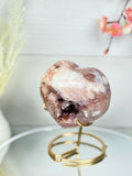 Pink Amethyst Heart on Gold Stand A10066
