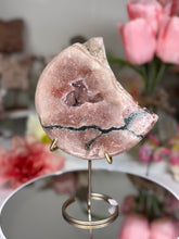 Pink Amethyst Moon on Gold Stand A10302
