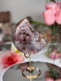 Pink Amethyst Moon on Gold Stand A10062