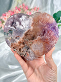 Pink Amethyst Heart on Gold Stand C