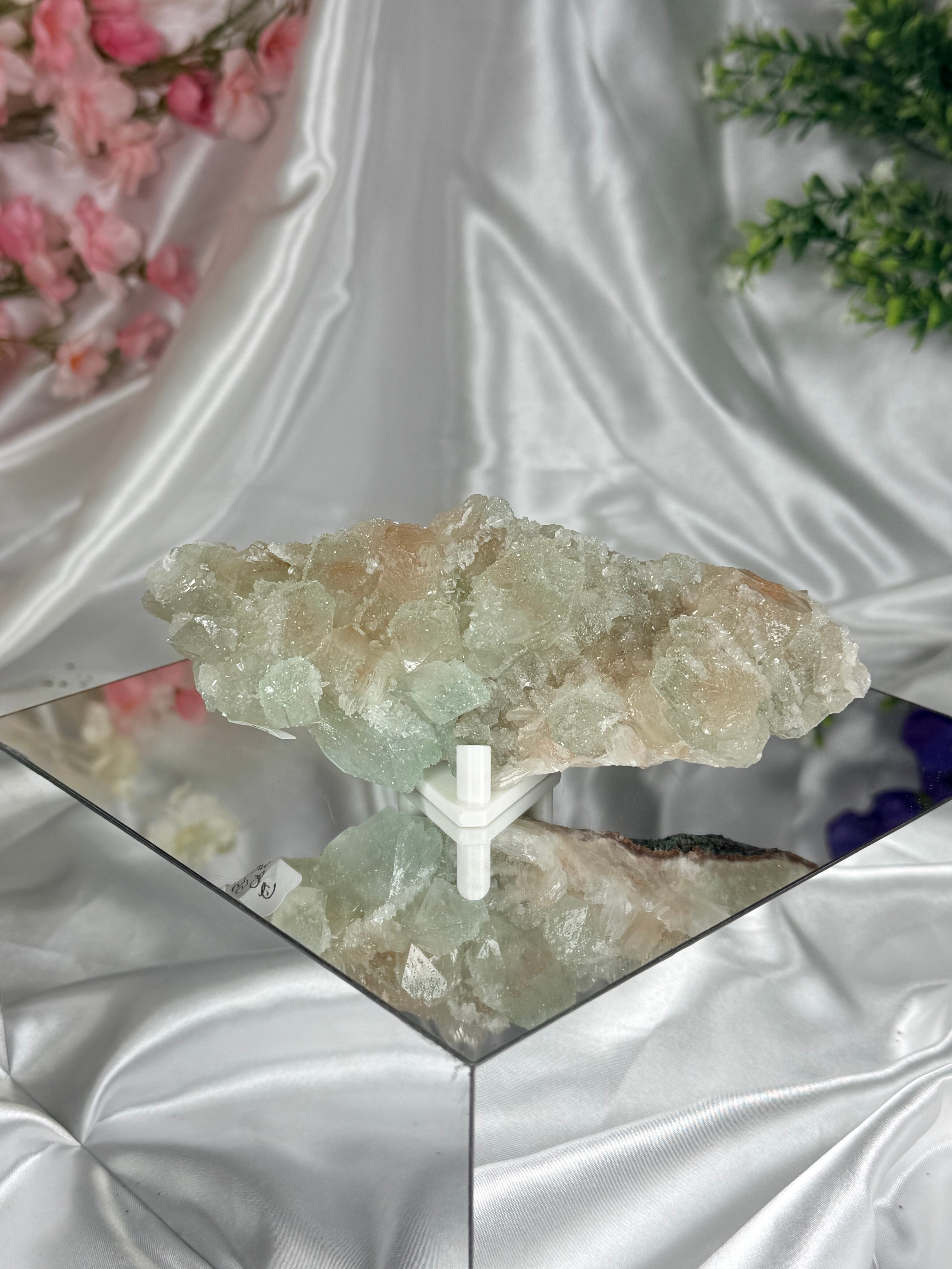 Sugar Coated Green Apophyllite with Stilbite A