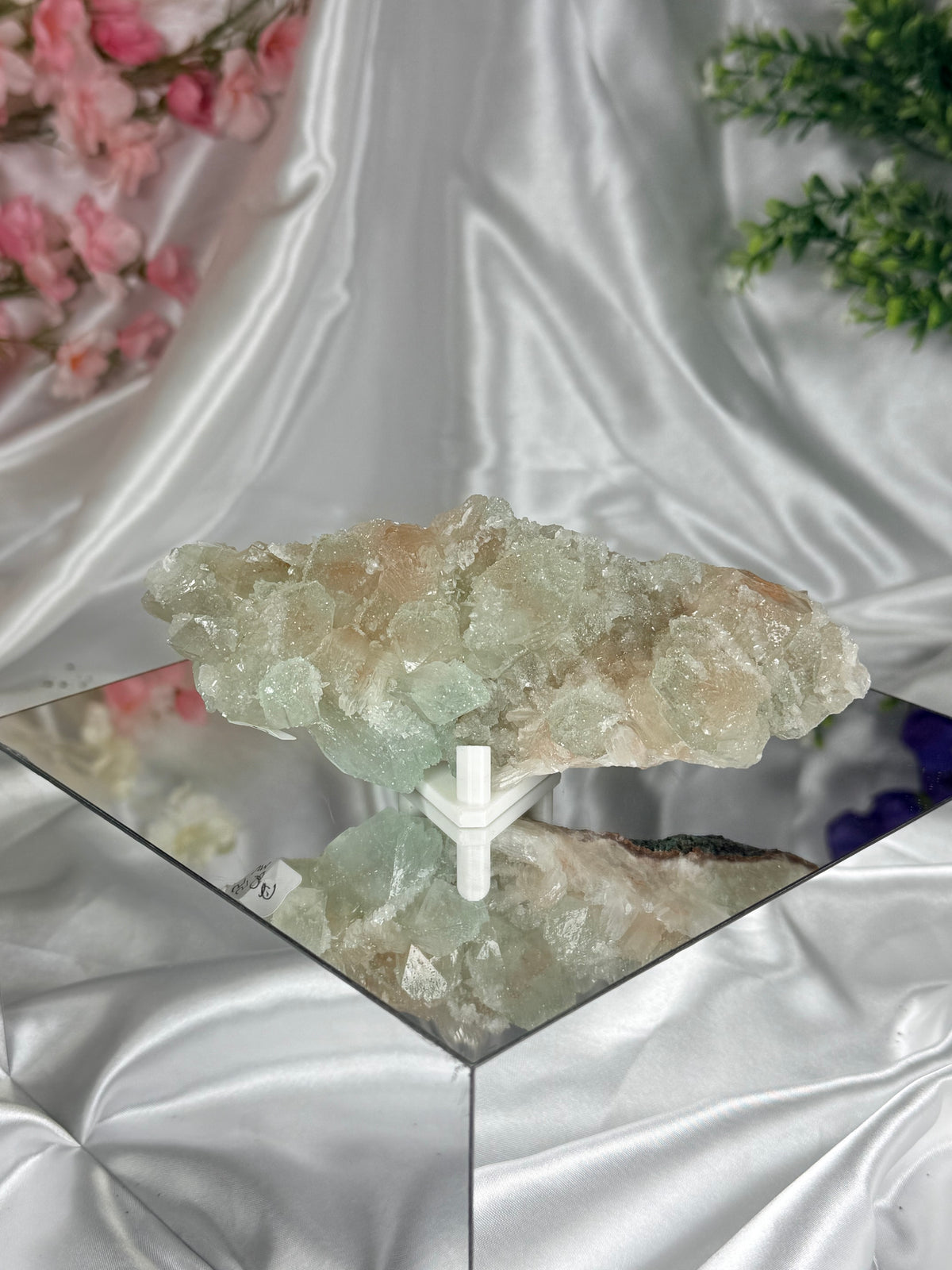 Sugar Coated Green Apophyllite with Stilbite A