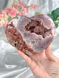 Pink Amethyst Heart on Gold Stand D