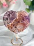 Pink Amethyst Heart on Gold Stand C
