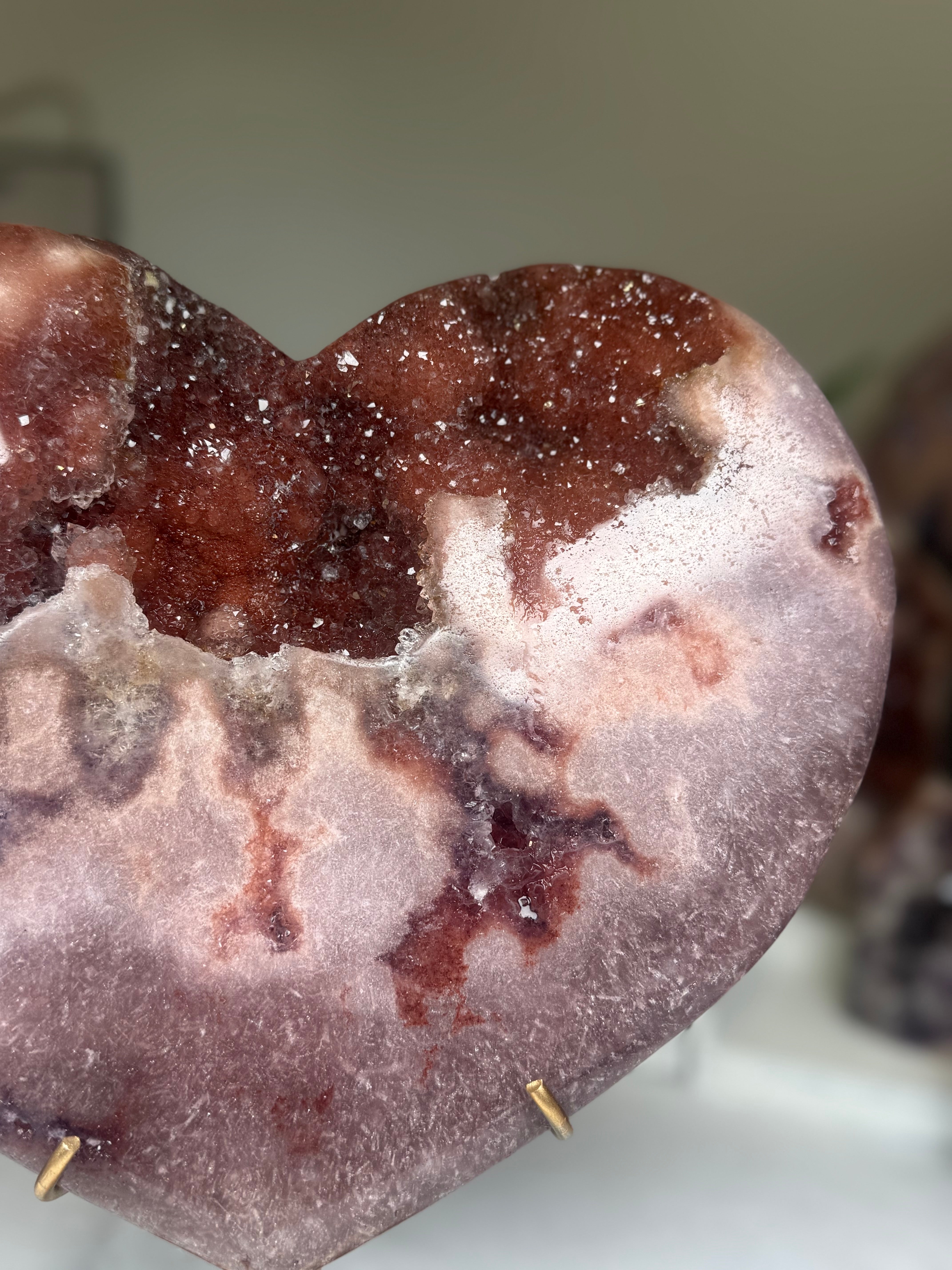 Pink Amethyst Heart on Gold Stand A1.26