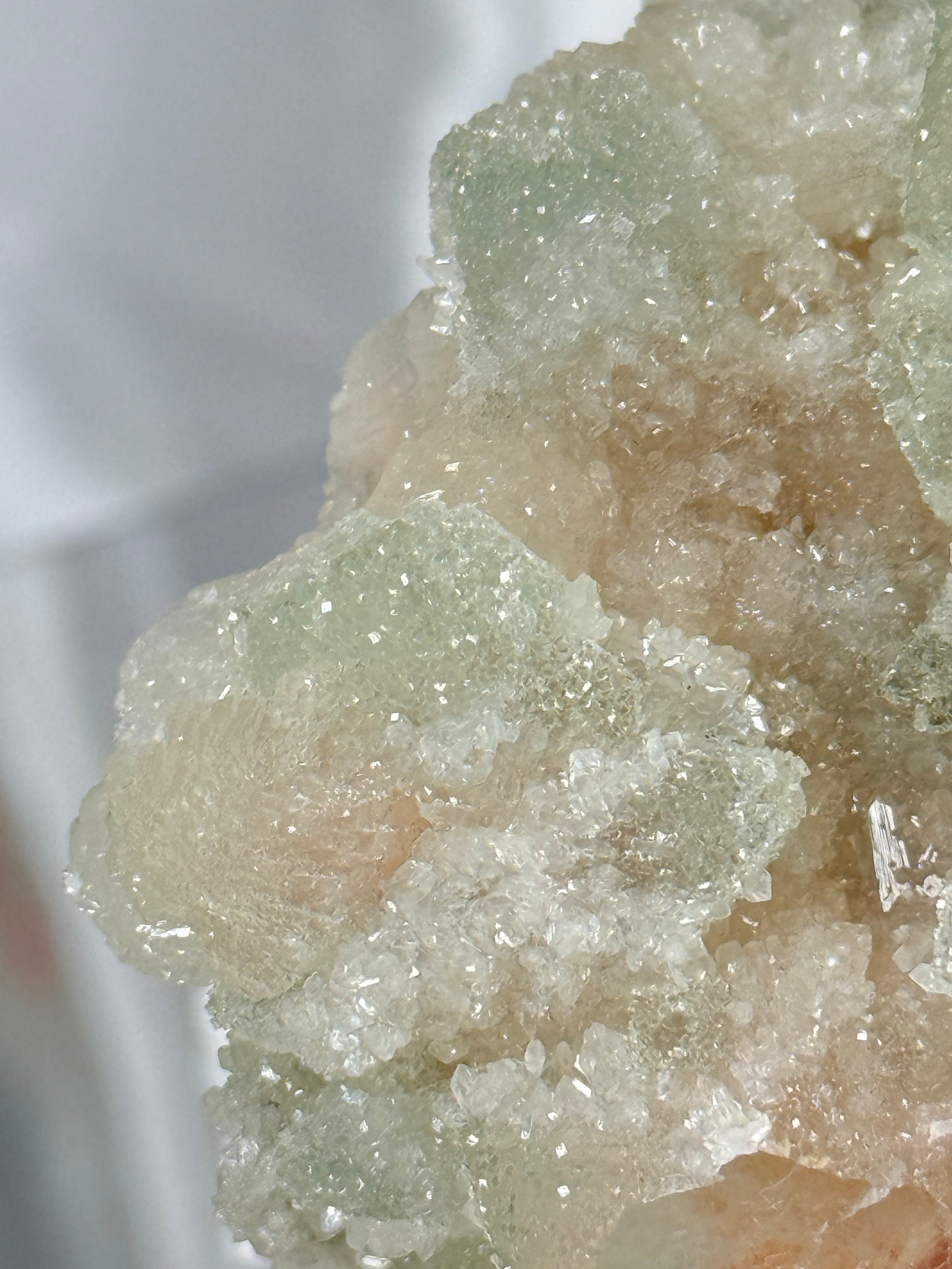 Sugar Coated Green Apophyllite with Stilbite A