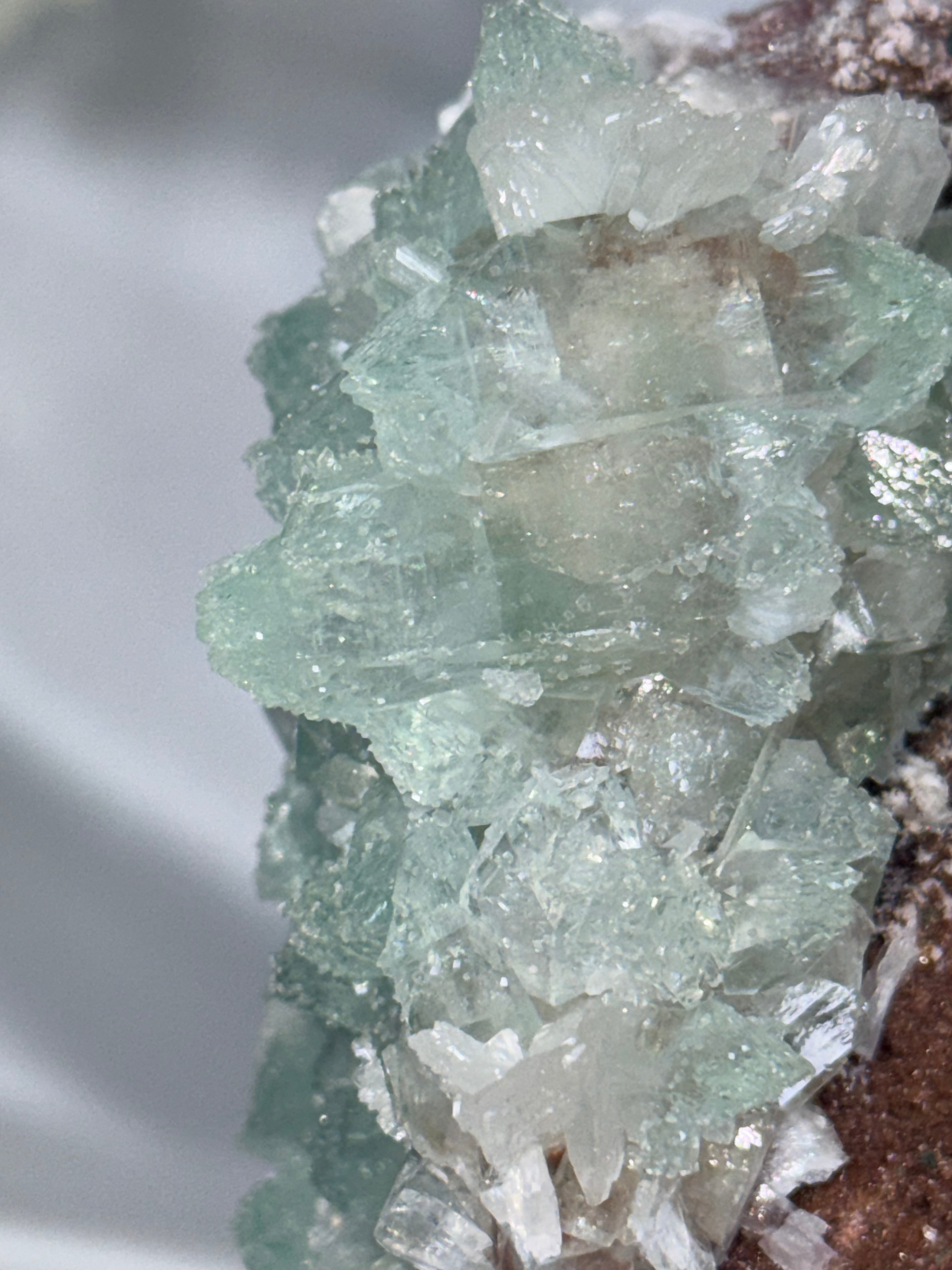Sugar Coated Green Apophyllite with Stilbite, Chalcedony and Calcite