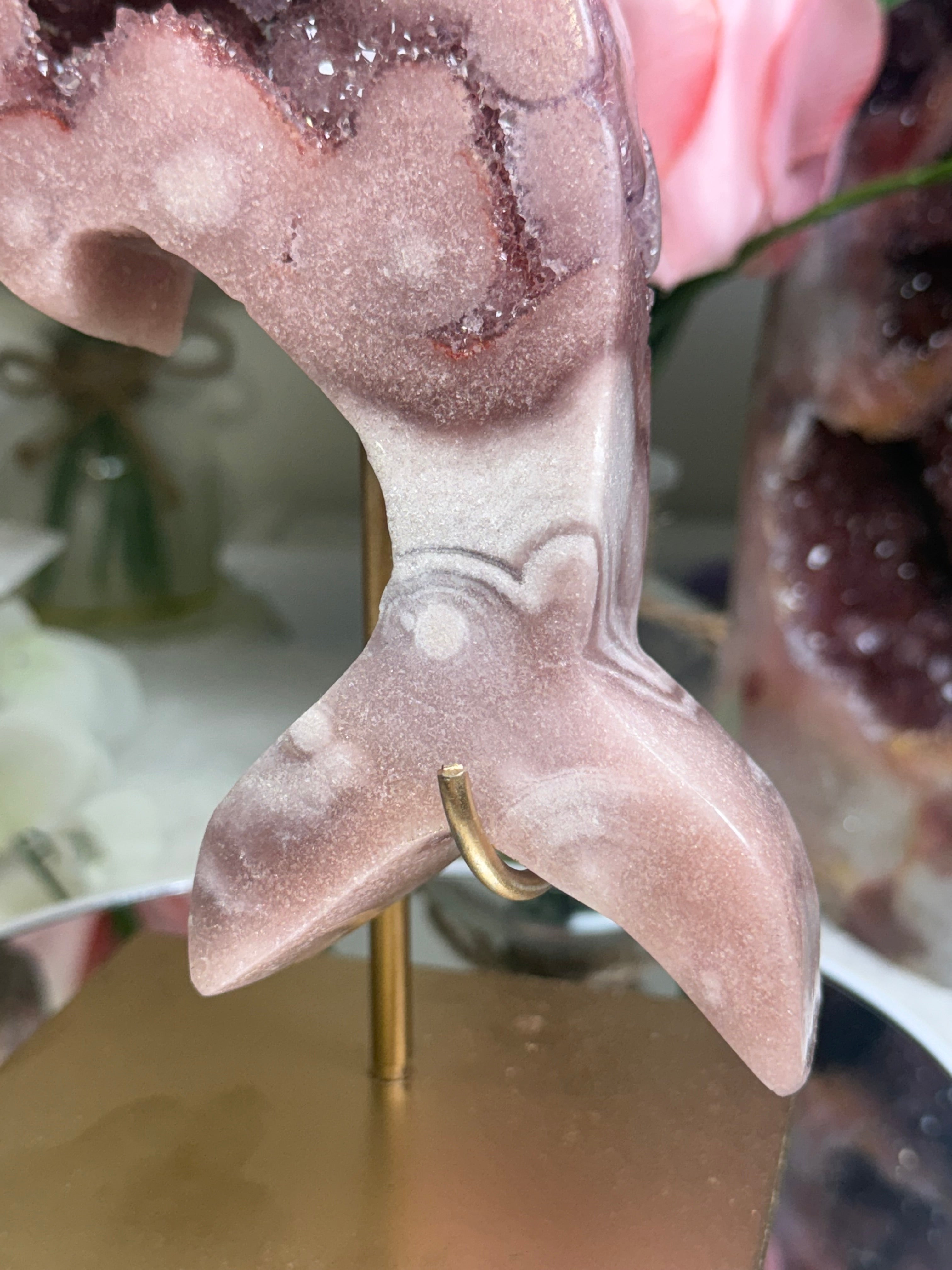 Pink Amethyst Dolphin Carving