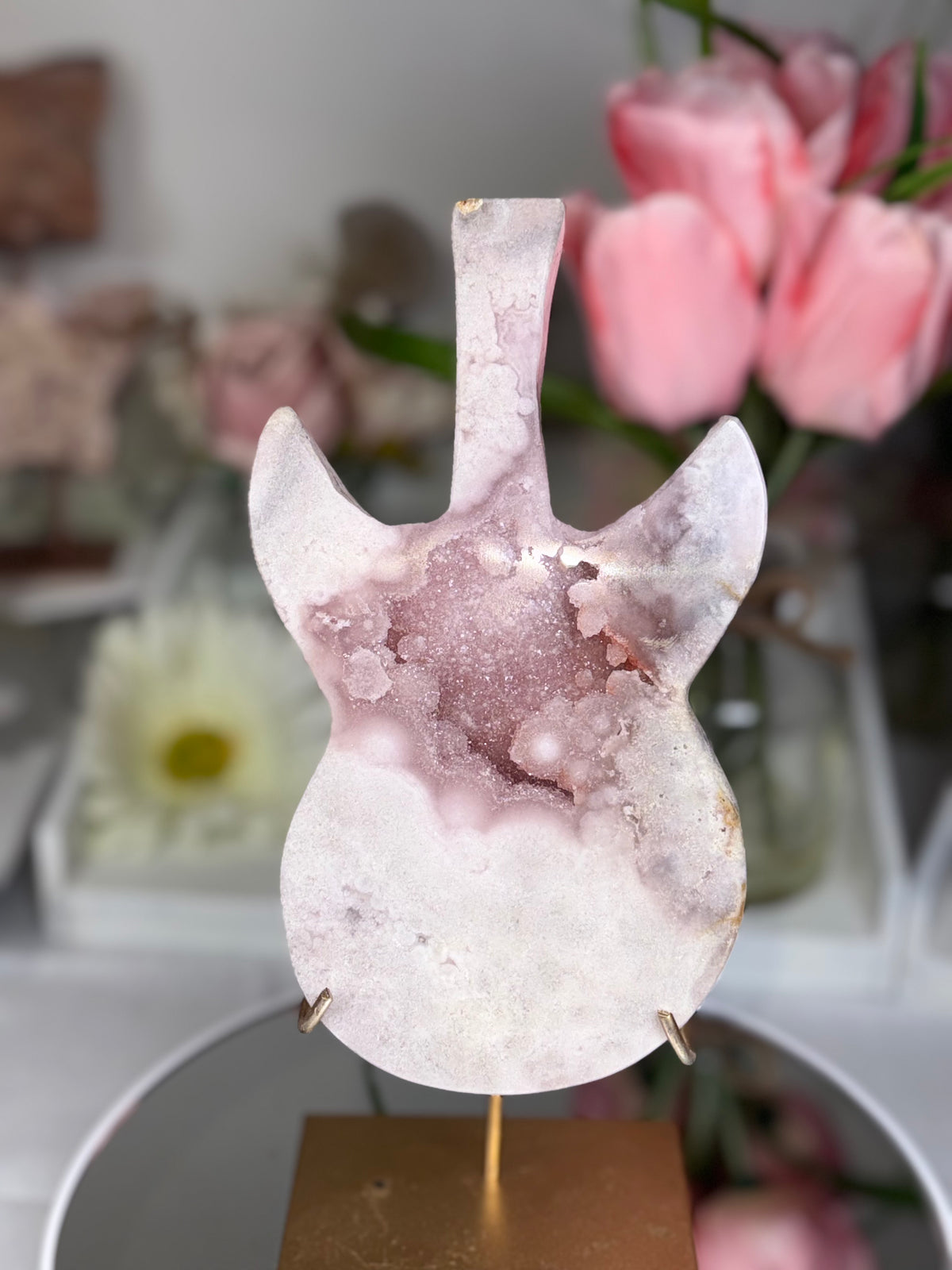 Pink Amethyst Guitar Carving A10036