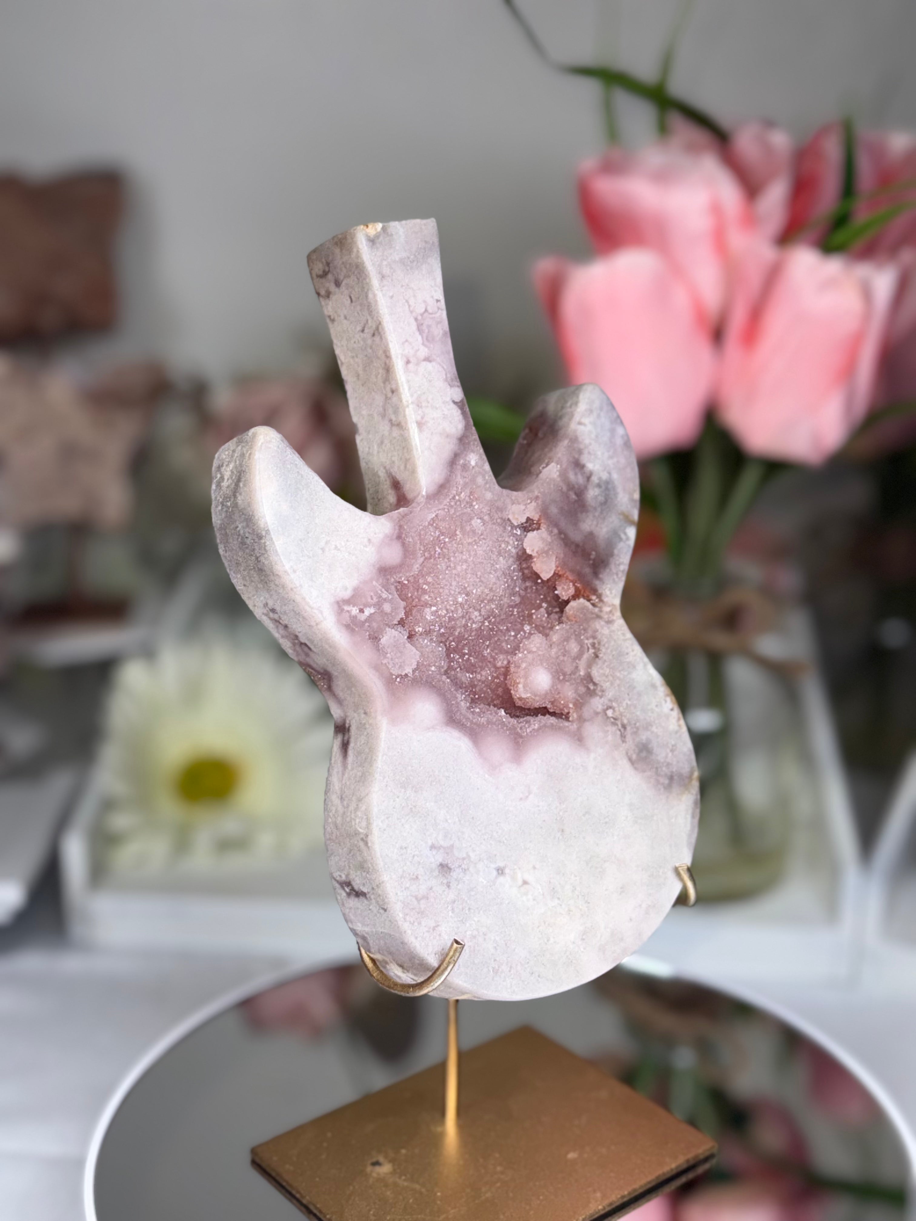 Pink Amethyst Guitar Carving A10036