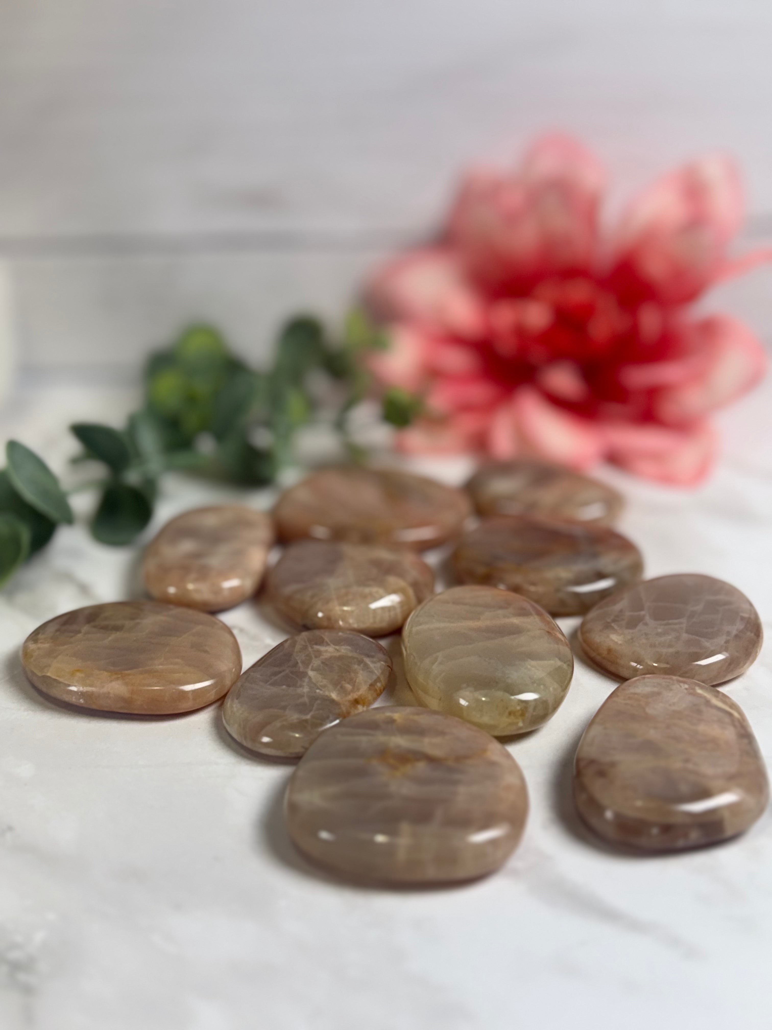 Peach Moonstone Flat Stone