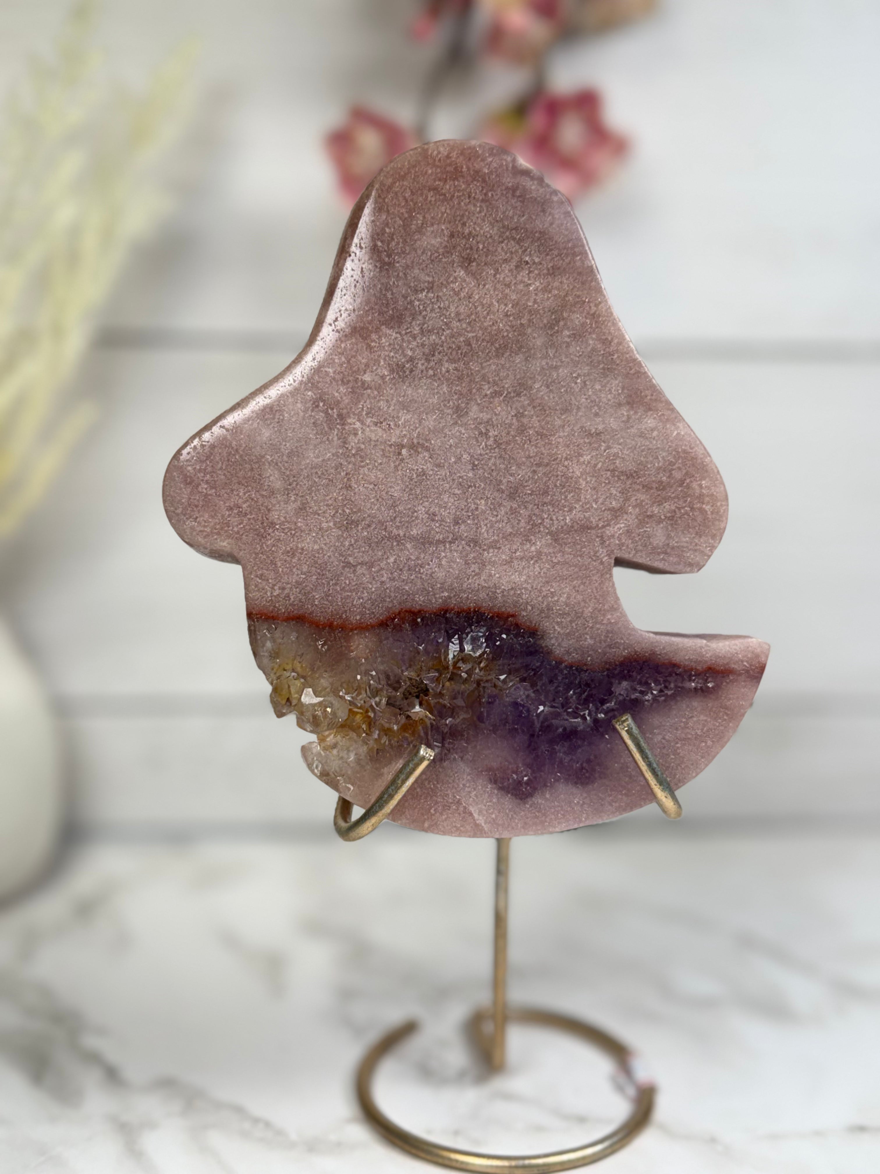 Pink Amethyst Ghost Carving A10013