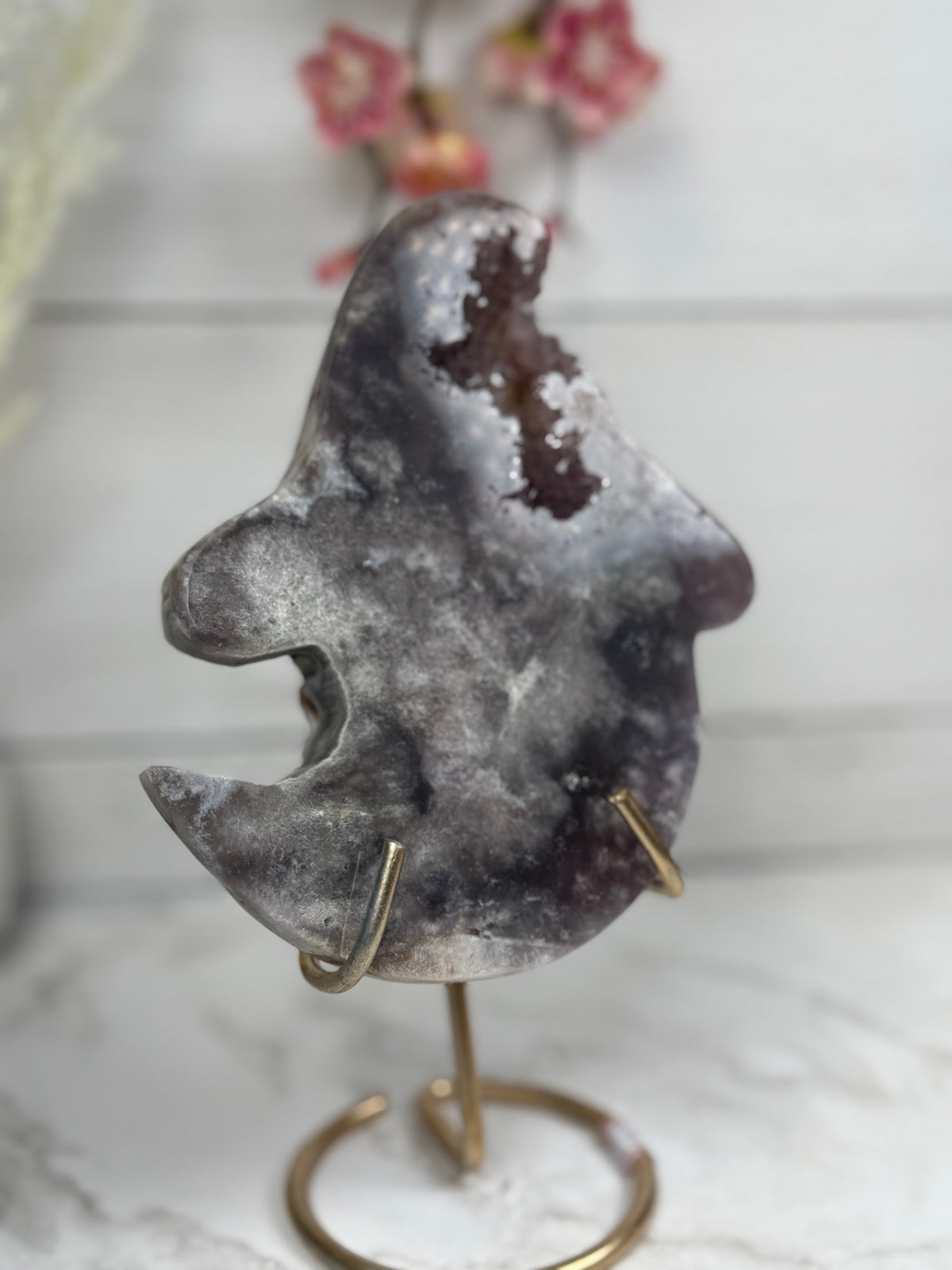 Pink Amethyst Ghost Carving A10020