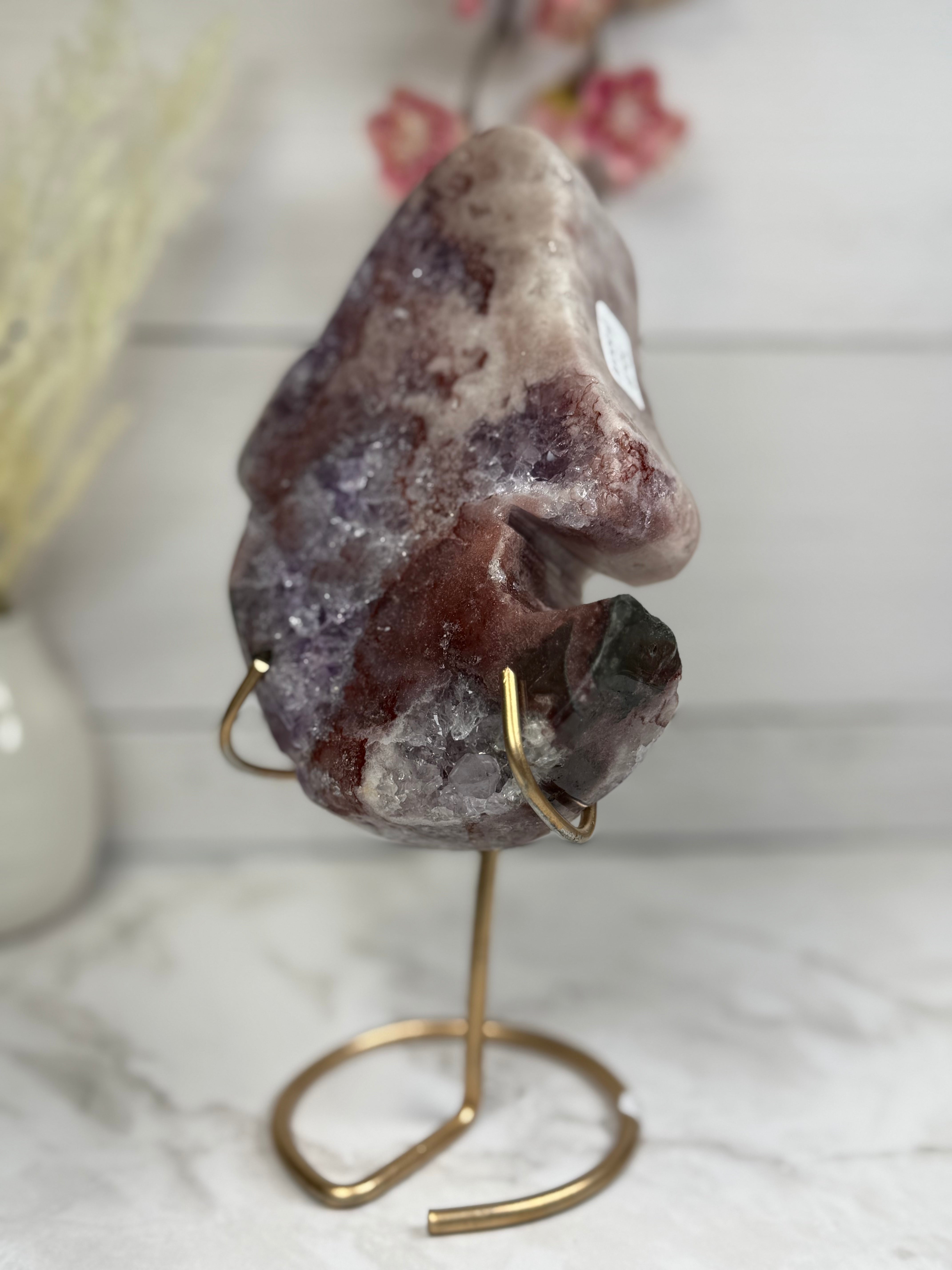 Pink Amethyst Ghost Carving A10004