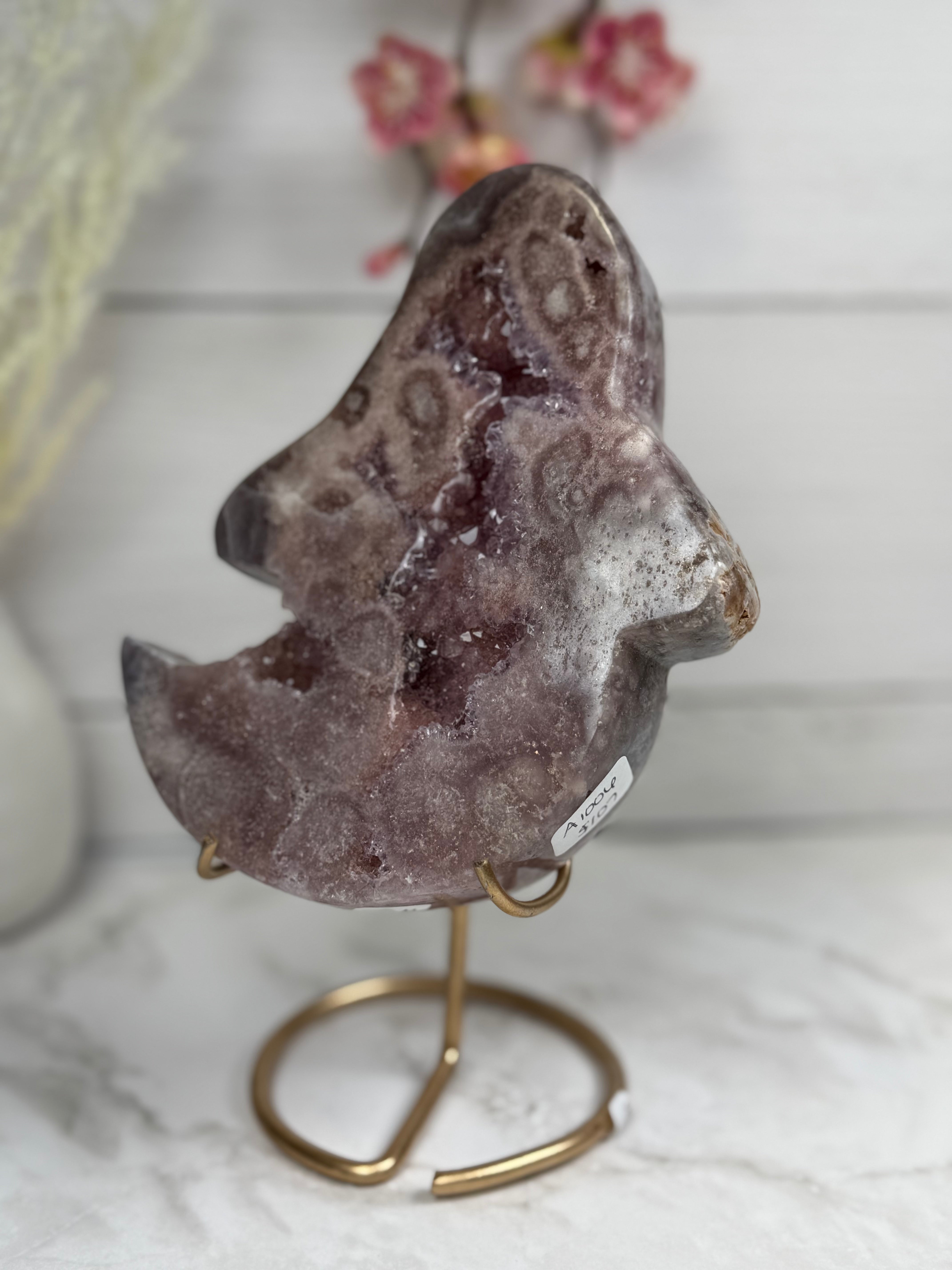 Pink Amethyst Ghost Carving A10006